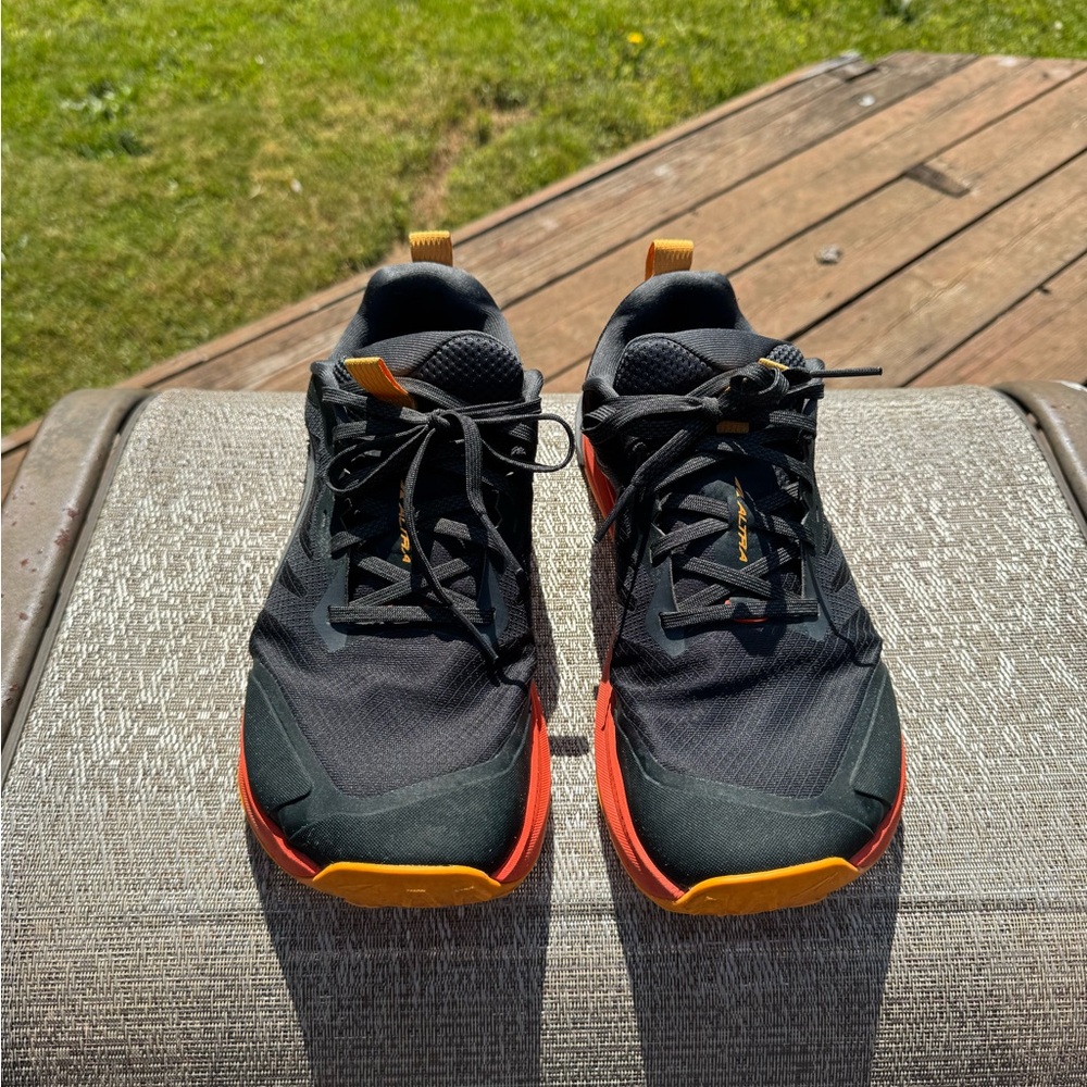 Altra Men's Lone Peak 9 Black and Orange Athletic Shoes